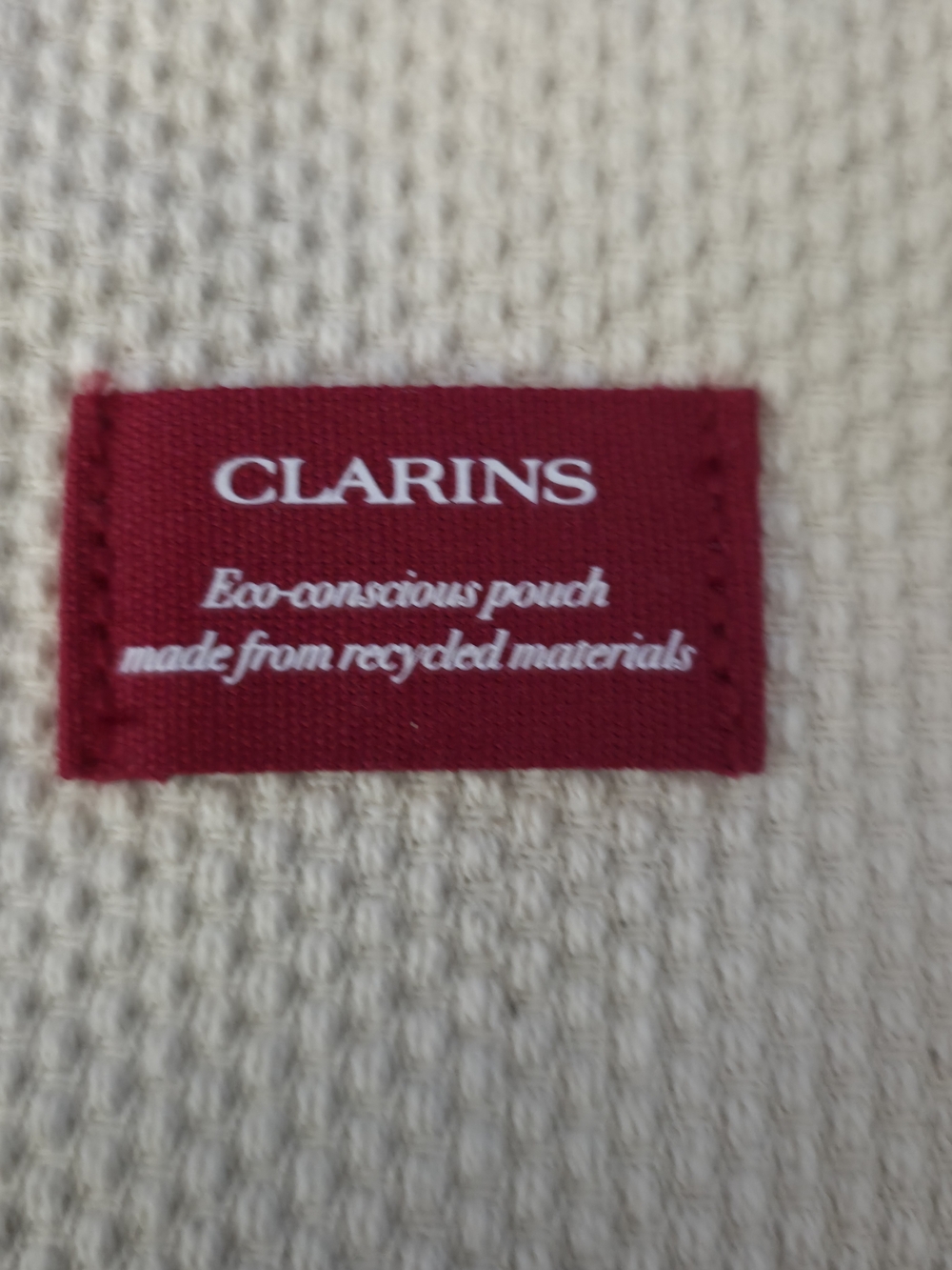 4/$25 Deal! Clarins Red Fabric Label Pouch Or Makeup Bag